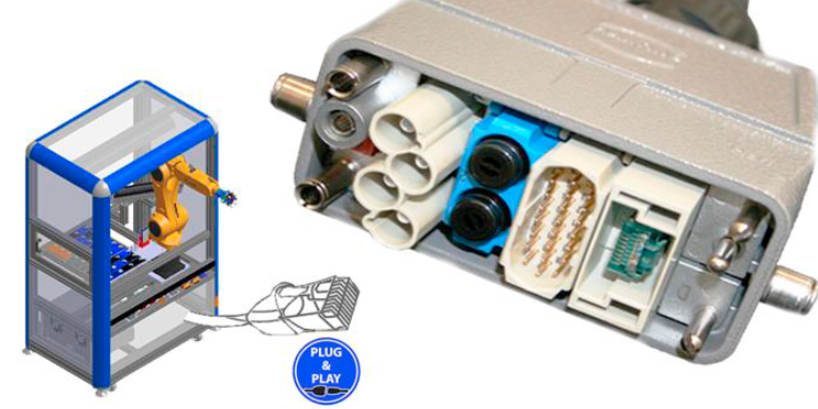 Picture of a universal plug-in connector, typical device used for Plug-and-Produce technology implementation