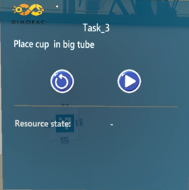 Digital instructions for a specific task "Place cup in big tube"