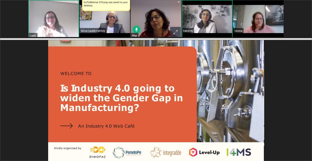 Screenshot of the webinar "Is Industry 4.0 going to widen the Gender Gap?"